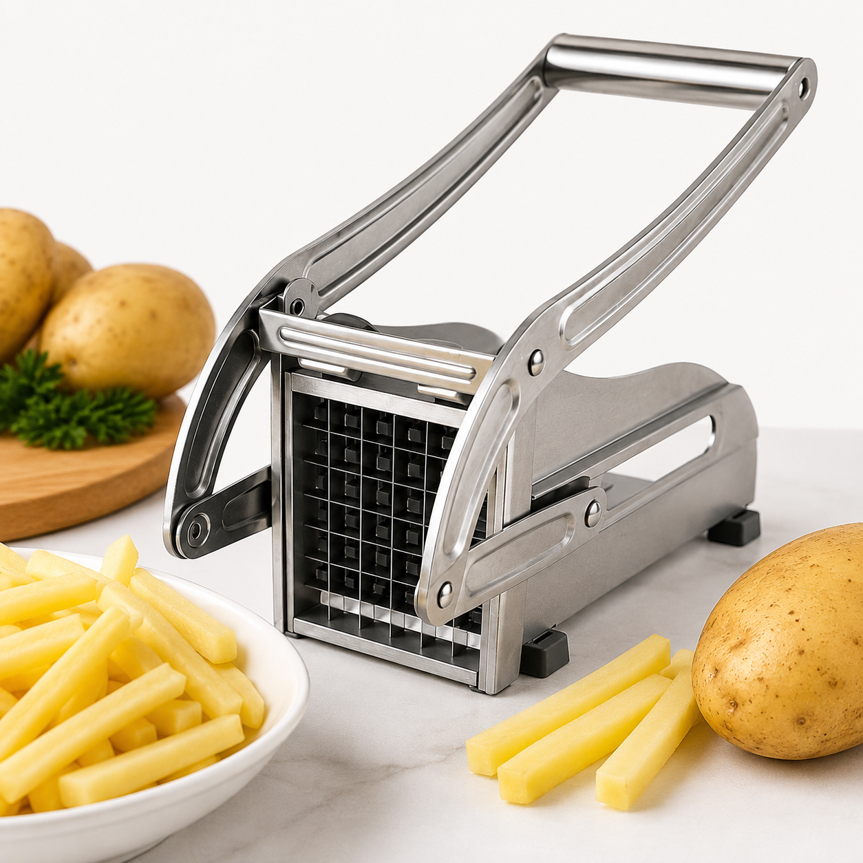 Kollu Metal Manuel Patates ve Sebze Dilimleyici